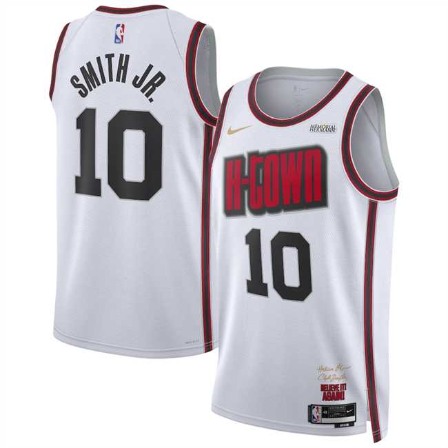 Mens Houston Rockets #10 Jabari Smith Jr. White 2024-25 City Edition Stitched Jersey Dzhi